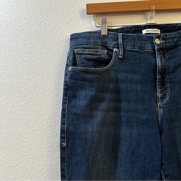 Good American Women's Good Petite Straight Mid Rise Jeans Size 15 / 33 Blue - Picture 6 of 15